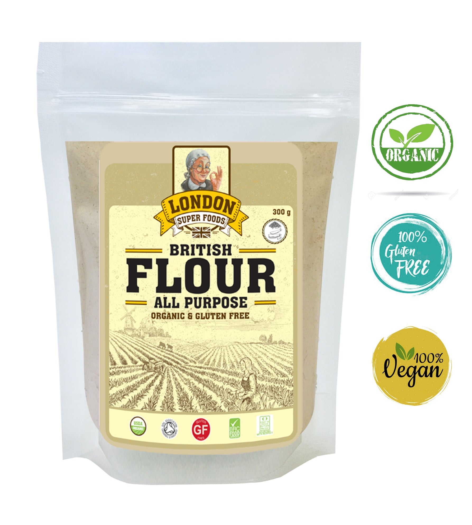 LONDON SUPER FOODS Organic British Flour All Purpose, 300g