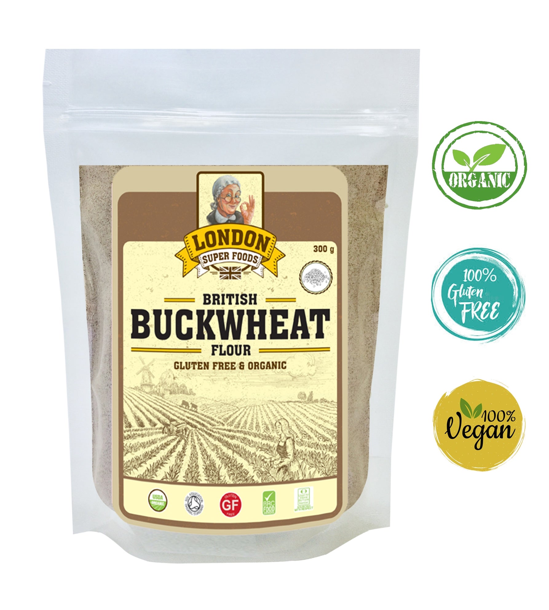 LONDON SUPER FOODS Organic British Buckwheat Flour, 300g