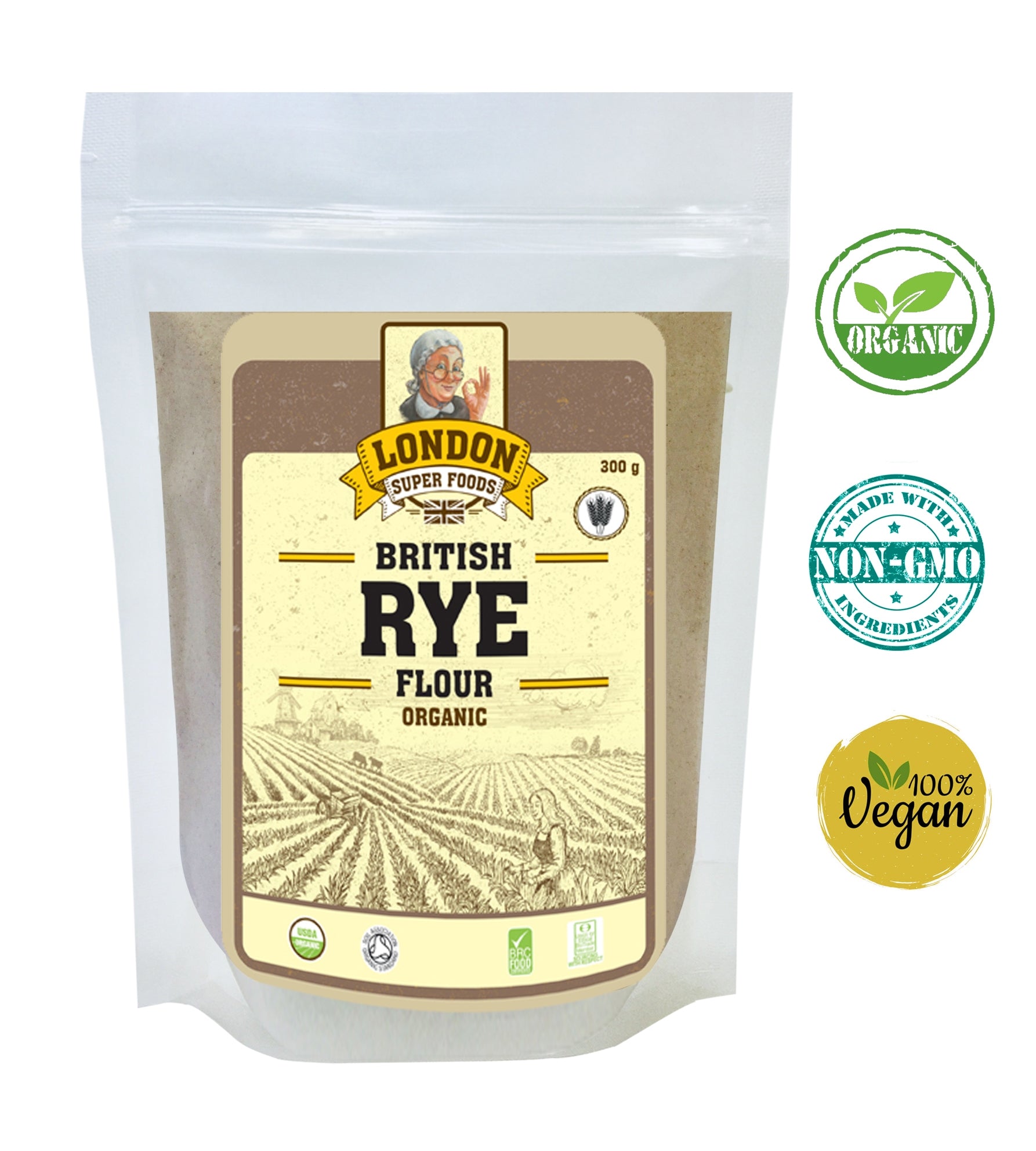 LONDON SUPER FOODS Organic British Rye Flour, 300g