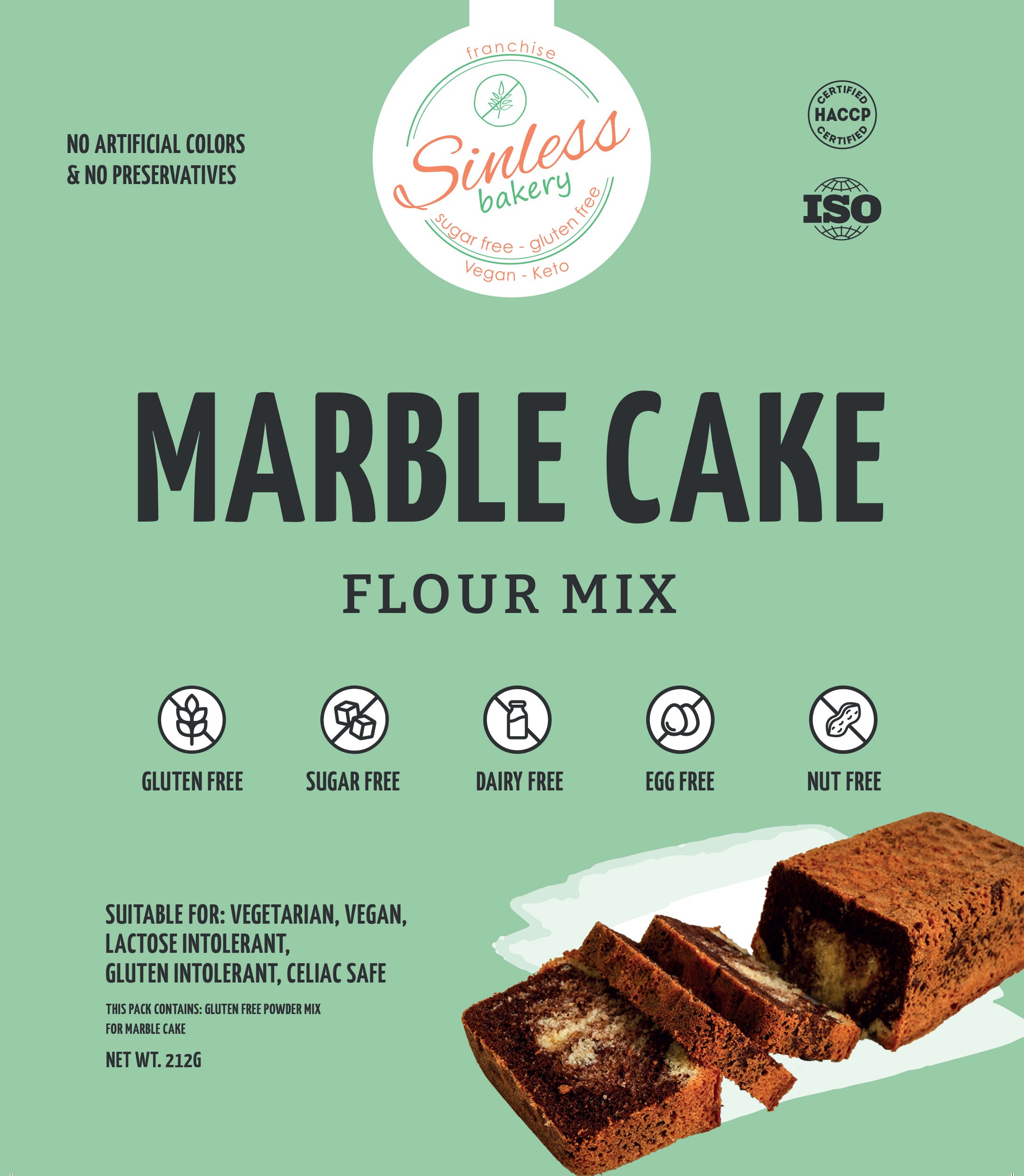 SINLESS BAKERY Marble Cake Flour Mix, 212g