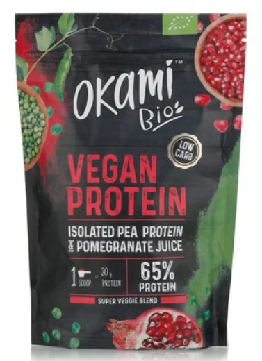 OKAMI BIO Pea Protein & Pomegranate Juice - 65% Protein, 500g