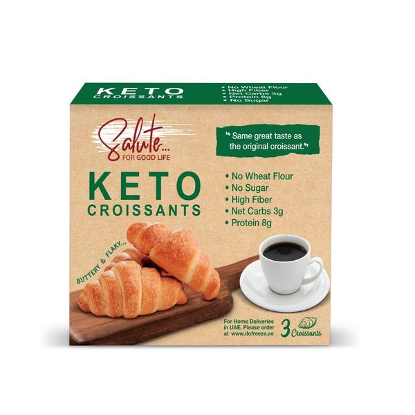 SALUTE Keto Croissants, 126g - Pack Of 3, Keto-friendly, Diabetic-friendly
