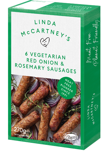 LINDA McCARTNEY'S Vegetarian Red Onion & Rosemary Sausages, 270g - Pack of 6